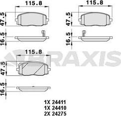 Braxis AB0052 - Kit de plaquettes de frein, frein à disque cwaw.fr