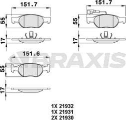 Braxis AB0063 - Kit de plaquettes de frein, frein à disque cwaw.fr