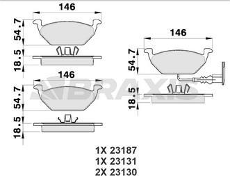 Braxis AB0002 - Kit de plaquettes de frein, frein à disque cwaw.fr