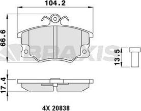 Braxis AB0019 - Kit de plaquettes de frein, frein à disque cwaw.fr