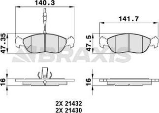 Braxis AB0016 - Kit de plaquettes de frein, frein à disque cwaw.fr