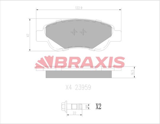 Braxis AB0010 - Kit de plaquettes de frein, frein à disque cwaw.fr