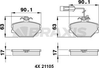 Braxis AB0088 - Kit de plaquettes de frein, frein à disque cwaw.fr