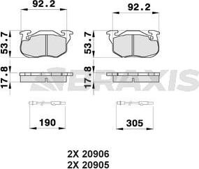 Braxis AB0035 - Kit de plaquettes de frein, frein à disque cwaw.fr