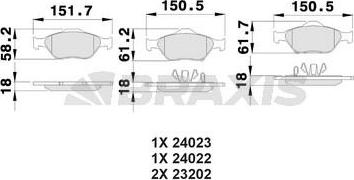 Braxis AB0030 - Kit de plaquettes de frein, frein à disque cwaw.fr