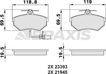 Braxis AB0038 - Kit de plaquettes de frein, frein à disque cwaw.fr