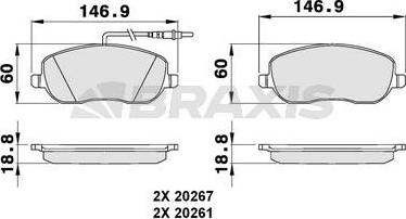 Braxis AB0075 - Kit de plaquettes de frein, frein à disque cwaw.fr