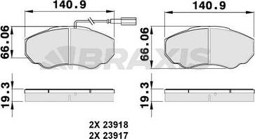 Braxis AB0146 - Kit de plaquettes de frein, frein à disque cwaw.fr