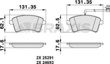 Braxis AB0140 - Kit de plaquettes de frein, frein à disque cwaw.fr