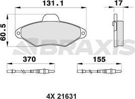 Braxis AB0160 - Kit de plaquettes de frein, frein à disque cwaw.fr