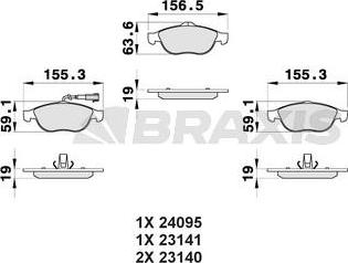 Braxis AB0161 - Kit de plaquettes de frein, frein à disque cwaw.fr