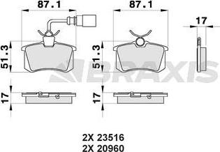 Braxis AB0168 - Kit de plaquettes de frein, frein à disque cwaw.fr