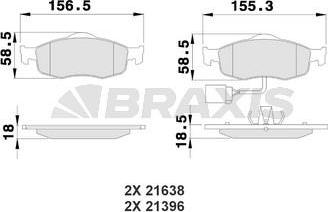 Braxis AB0116 - Kit de plaquettes de frein, frein à disque cwaw.fr