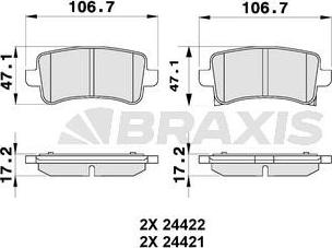 Braxis AB0180 - Kit de plaquettes de frein, frein à disque cwaw.fr