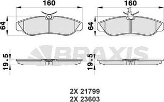 Braxis AB0181 - Kit de plaquettes de frein, frein à disque cwaw.fr