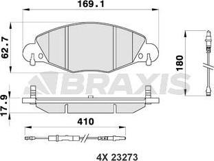 Braxis AB0188 - Kit de plaquettes de frein, frein à disque cwaw.fr