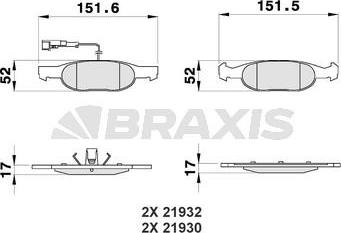 Braxis AB0182 - Kit de plaquettes de frein, frein à disque cwaw.fr