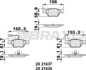 Braxis AB0139 - Kit de plaquettes de frein, frein à disque cwaw.fr