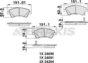 Braxis AB0131 - Kit de plaquettes de frein, frein à disque cwaw.fr