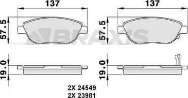 Braxis AB0137 - Kit de plaquettes de frein, frein à disque cwaw.fr