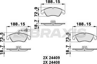 Braxis AB0129 - Kit de plaquettes de frein, frein à disque cwaw.fr