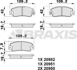 Braxis AB0174 - Kit de plaquettes de frein, frein à disque cwaw.fr