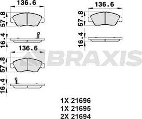 Braxis AB0170 - Kit de plaquettes de frein, frein à disque cwaw.fr