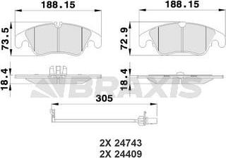 Braxis AB0177 - Kit de plaquettes de frein, frein à disque cwaw.fr