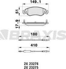 Braxis AB0394 - Kit de plaquettes de frein, frein à disque cwaw.fr