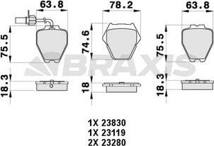 Braxis AB0398 - Kit de plaquettes de frein, frein à disque cwaw.fr