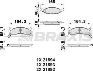 Braxis AB0346 - Kit de plaquettes de frein, frein à disque cwaw.fr