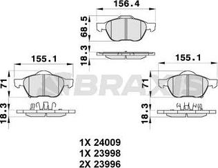 Braxis AB0340 - Kit de plaquettes de frein, frein à disque cwaw.fr