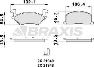 Braxis AB0301 - Kit de plaquettes de frein, frein à disque cwaw.fr