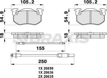 Braxis AB0302 - Kit de plaquettes de frein, frein à disque cwaw.fr