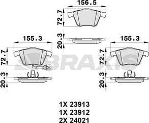 Braxis AB0311 - Kit de plaquettes de frein, frein à disque cwaw.fr