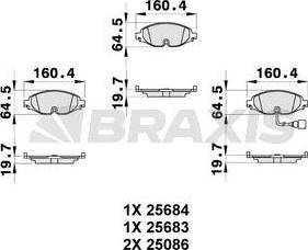 Braxis AB0313 - Kit de plaquettes de frein, frein à disque cwaw.fr