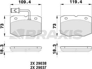 Braxis AB0384 - Kit de plaquettes de frein, frein à disque cwaw.fr