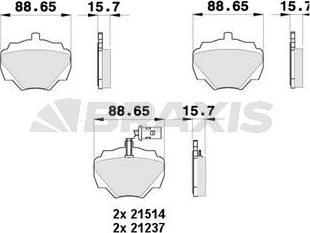 Braxis AB0380 - Kit de plaquettes de frein, frein à disque cwaw.fr