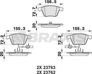 Braxis AB0334 - Kit de plaquettes de frein, frein à disque cwaw.fr