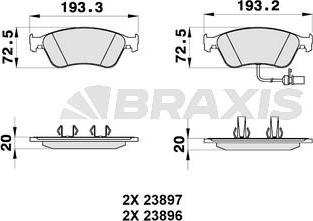 Braxis AB0320 - Kit de plaquettes de frein, frein à disque cwaw.fr