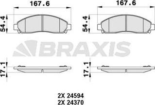 Braxis AB0377 - Kit de plaquettes de frein, frein à disque cwaw.fr