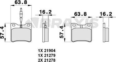 Braxis AB0294 - Kit de plaquettes de frein, frein à disque cwaw.fr