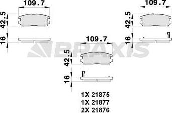 Braxis AB0260 - Kit de plaquettes de frein, frein à disque cwaw.fr