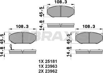 Braxis AB0206 - Kit de plaquettes de frein, frein à disque cwaw.fr