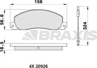 Braxis AB0200 - Kit de plaquettes de frein, frein à disque cwaw.fr