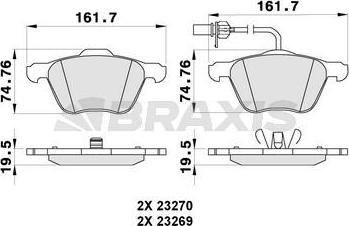 Braxis AB0289 - Kit de plaquettes de frein, frein à disque cwaw.fr