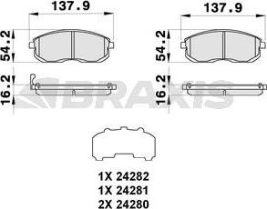 Braxis AB0287 - Kit de plaquettes de frein, frein à disque cwaw.fr