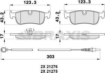 Braxis AB0275 - Kit de plaquettes de frein, frein à disque cwaw.fr