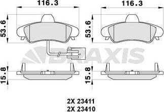 Braxis AB0276 - Kit de plaquettes de frein, frein à disque cwaw.fr