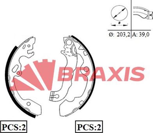 Braxis AC0044 - Jeu de mâchoires de frein cwaw.fr